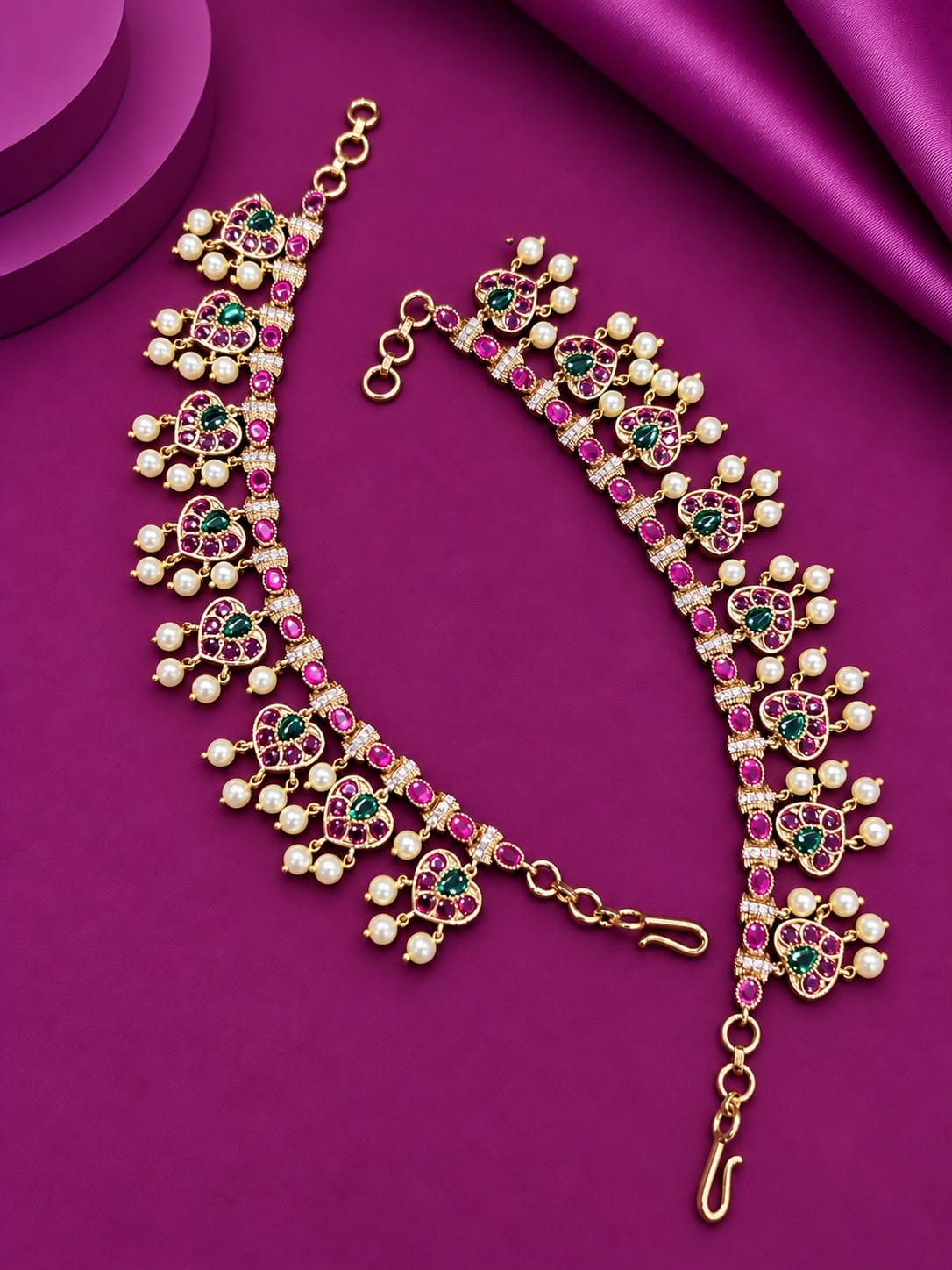 Jadau ear chain