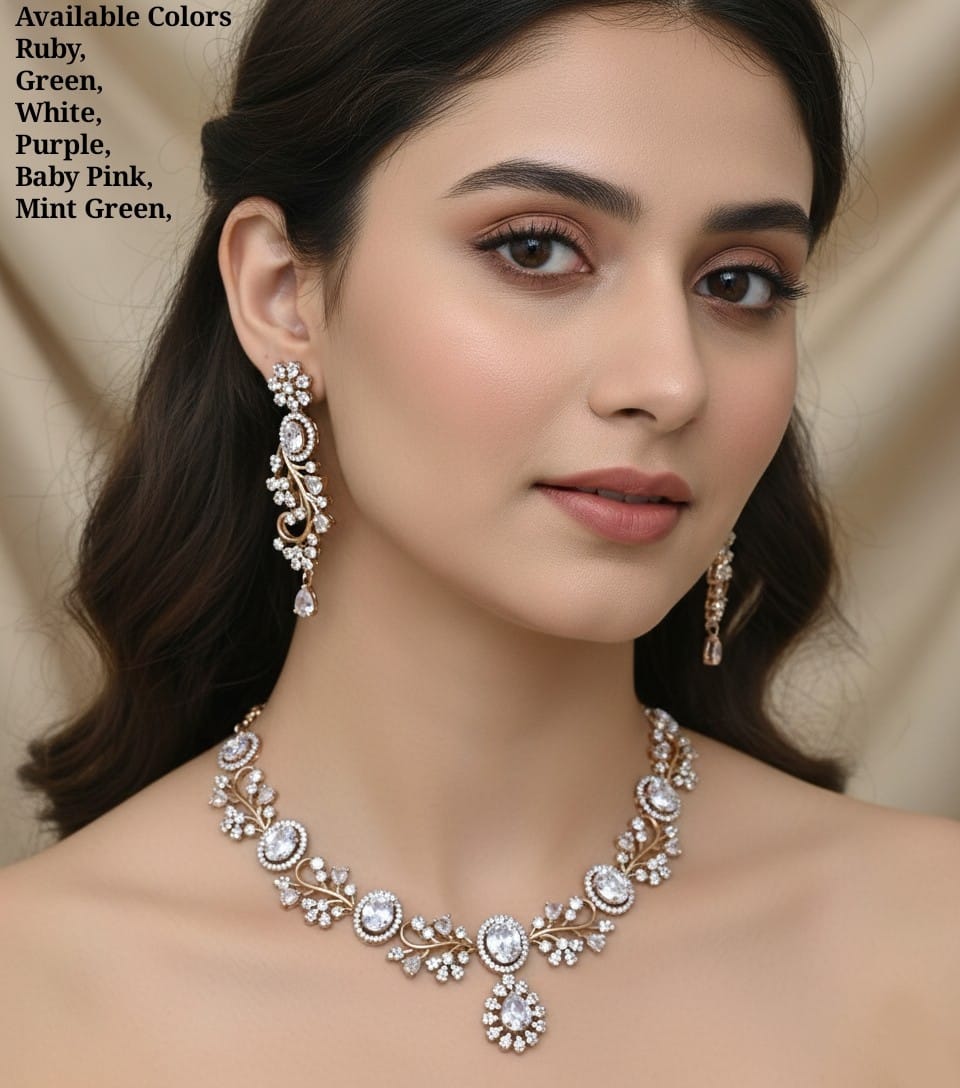 Diamond replica leaf necklace (DR-73)