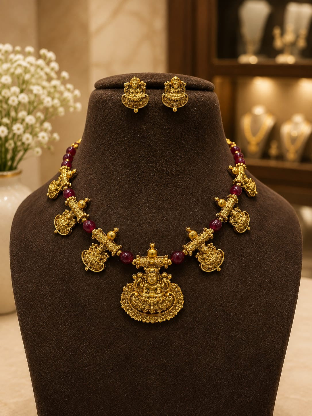 Antique beads Lakshmi pendent necklace
