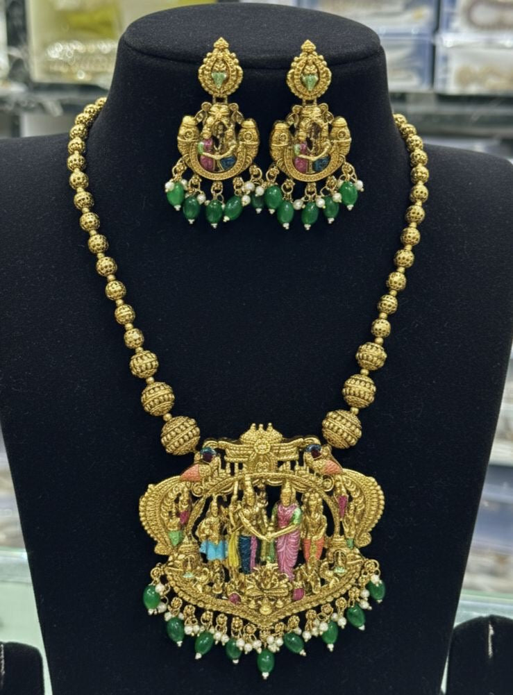 Gold beads kalyanam necklace