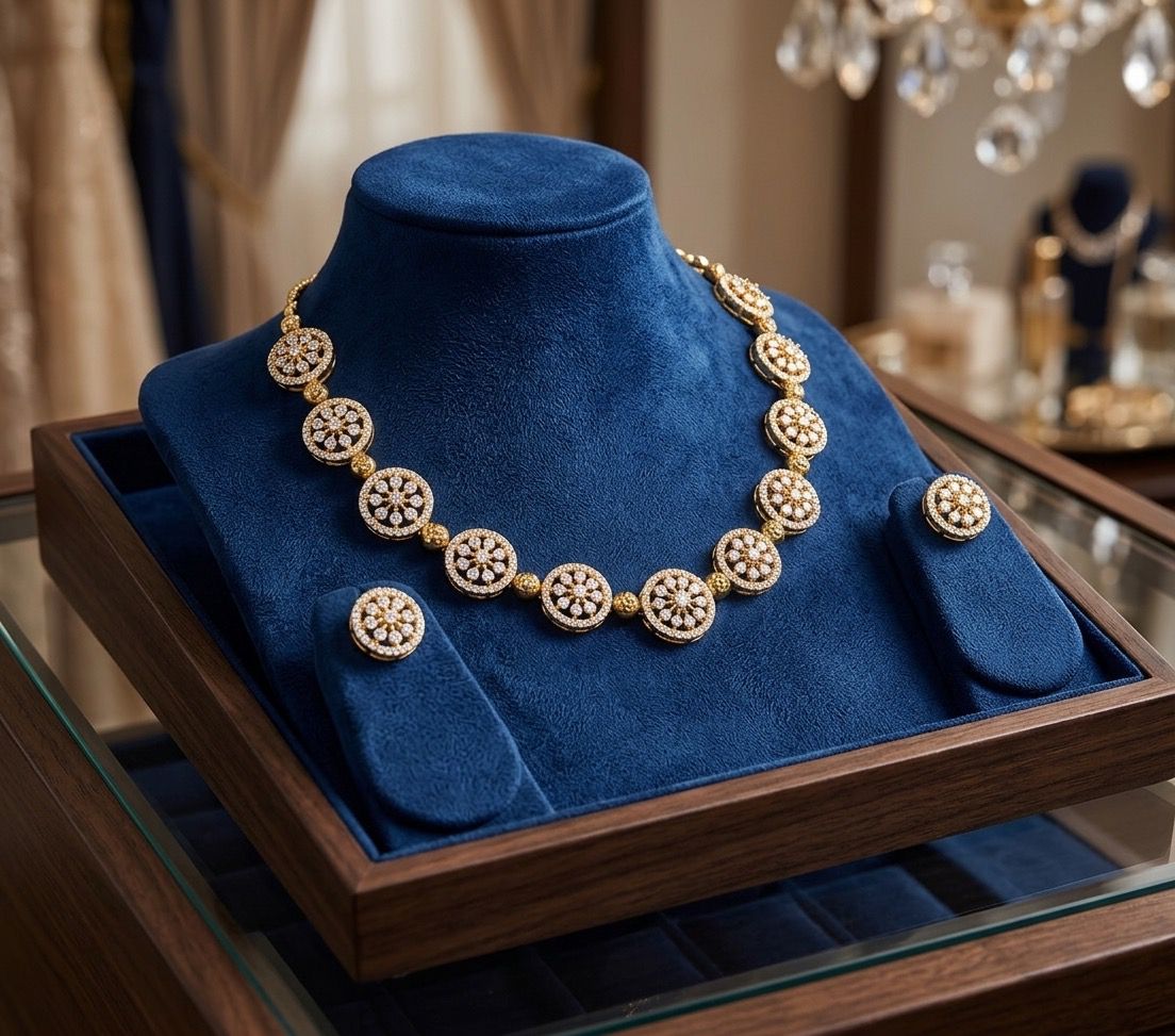 White round design necklace