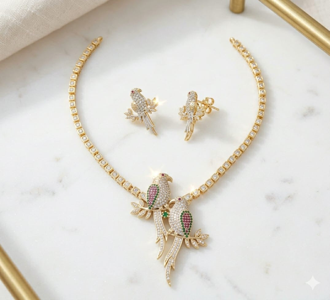 Double parrot necklace