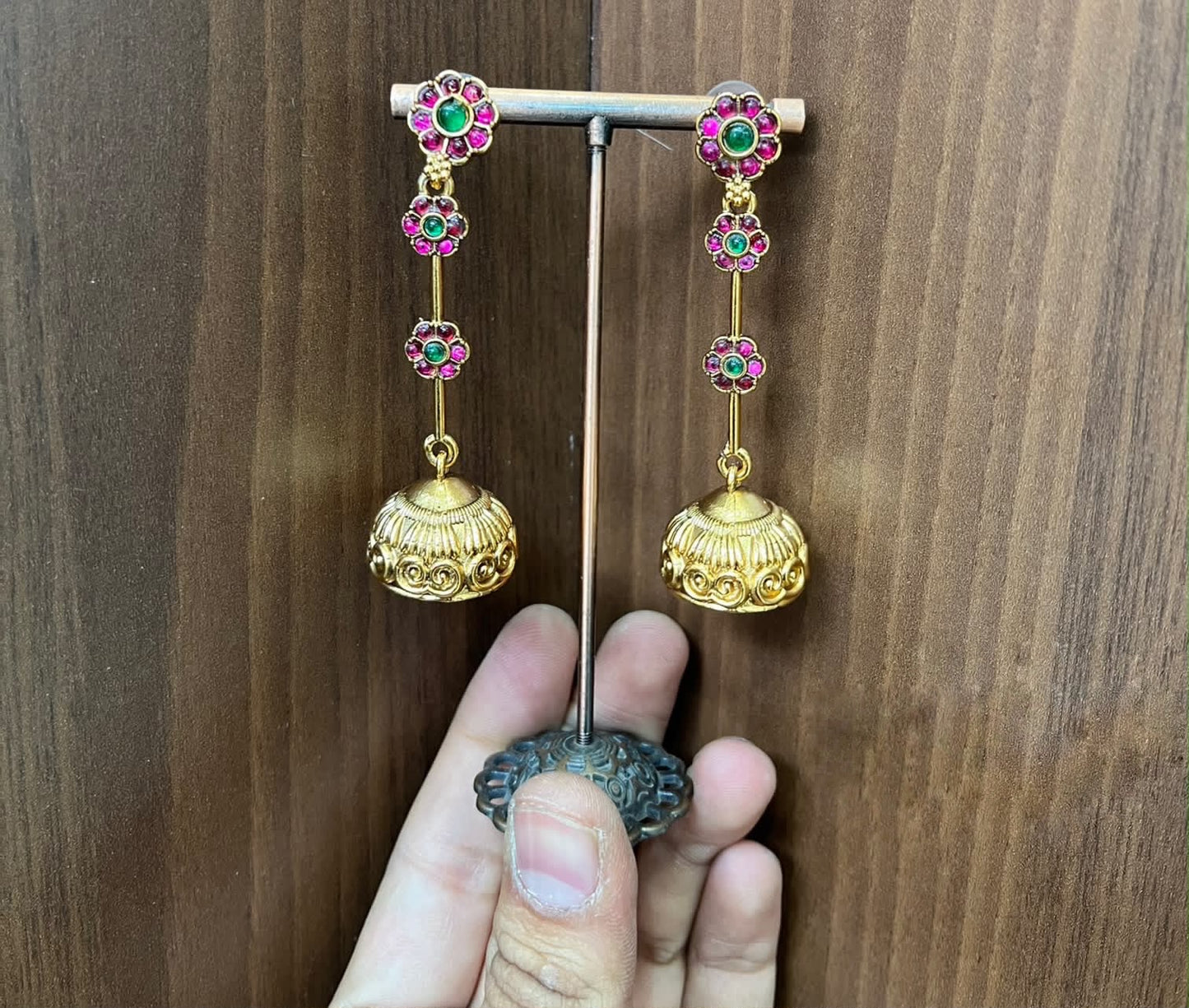 3 stone drop jumka