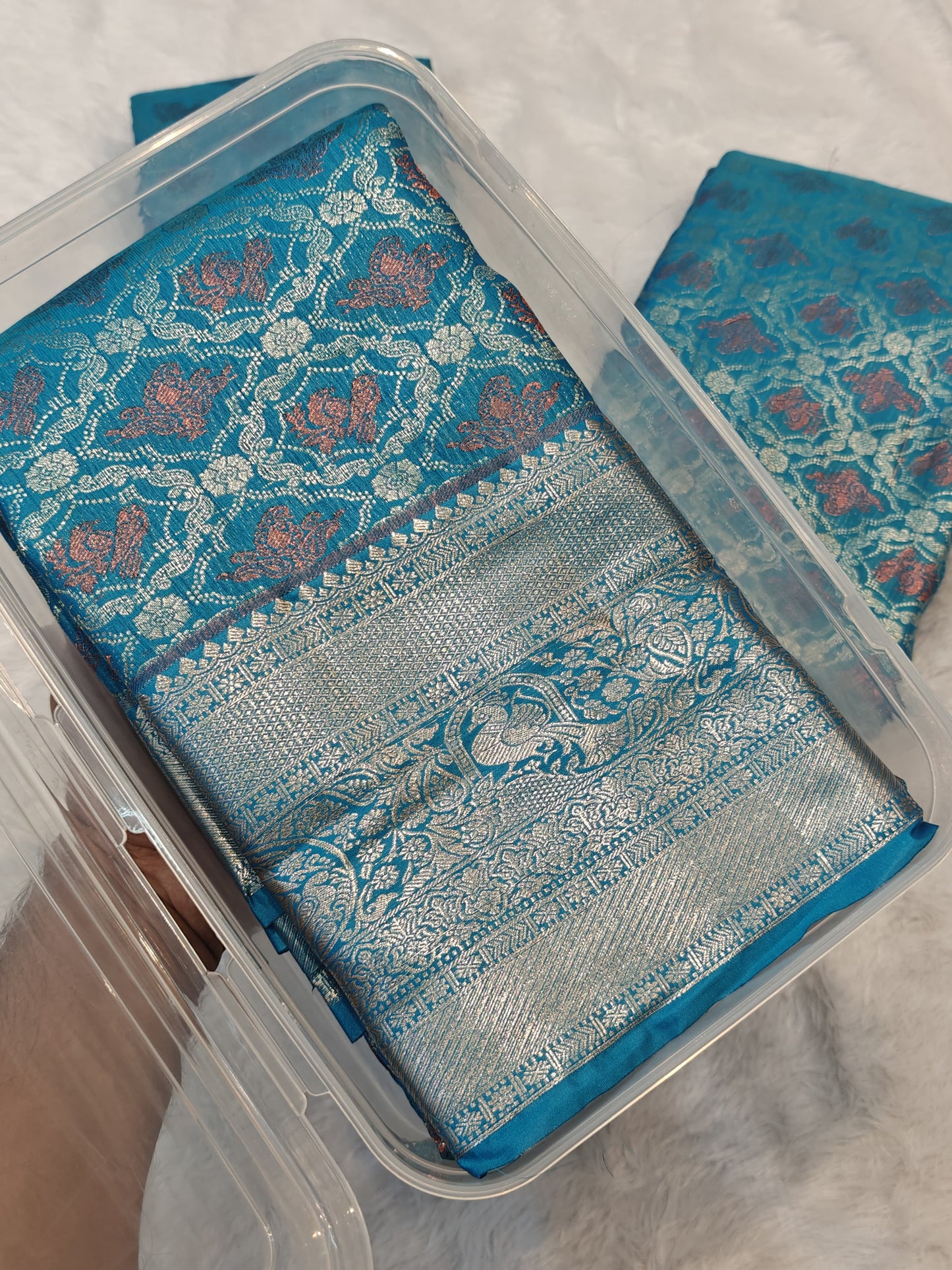 KANCHI PATTU SAREE WITH SKY BLUE SHADE( KS-1)