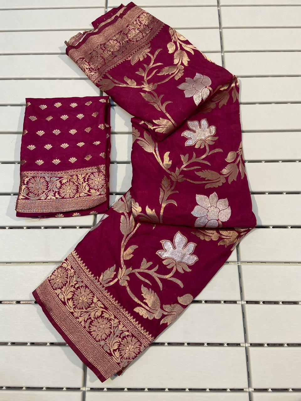 Pure Soft Khadi Georgette Silk Saree(G-1)