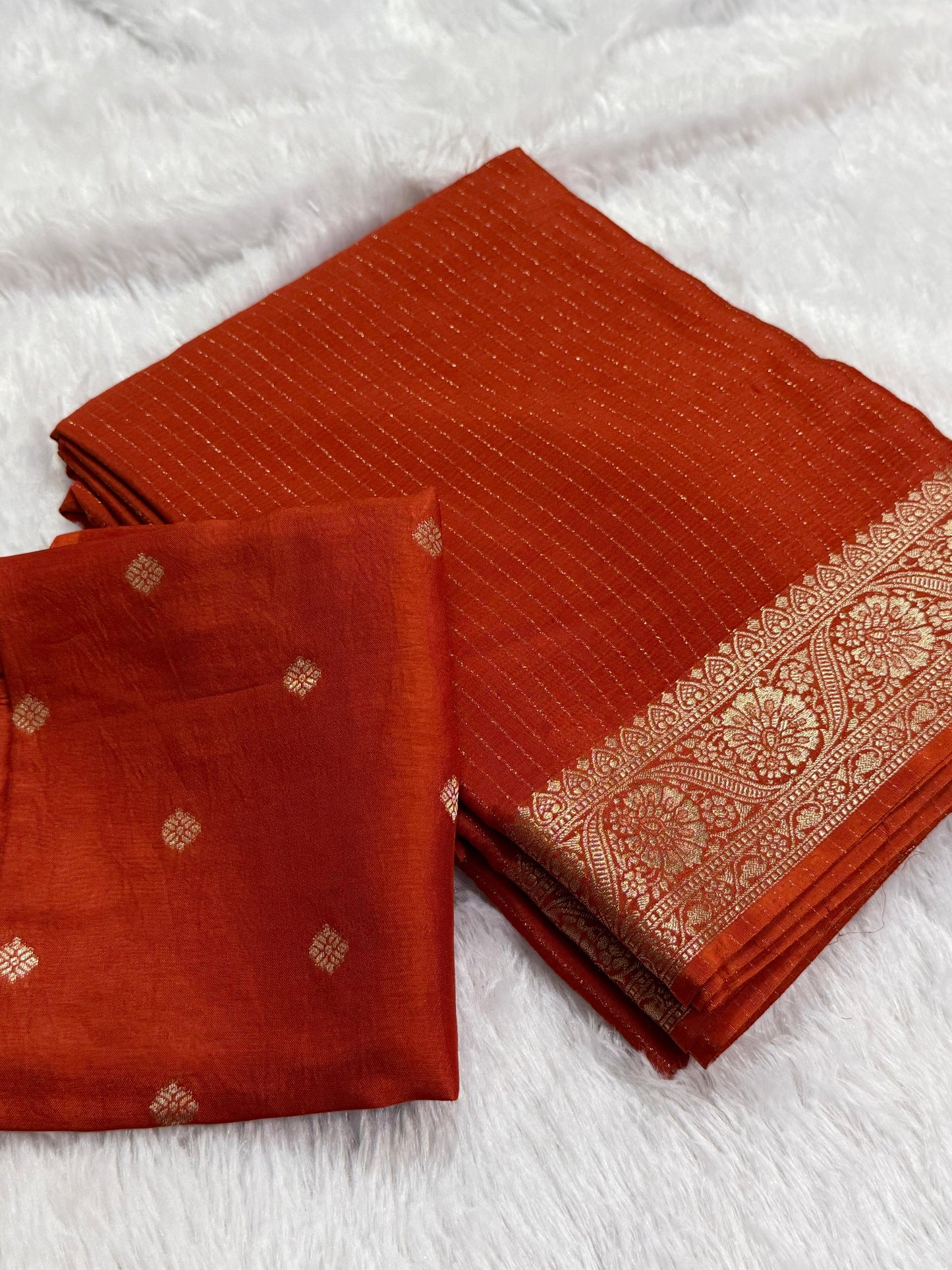Rust Orange Zari Chinnon(dt)(SS-3)