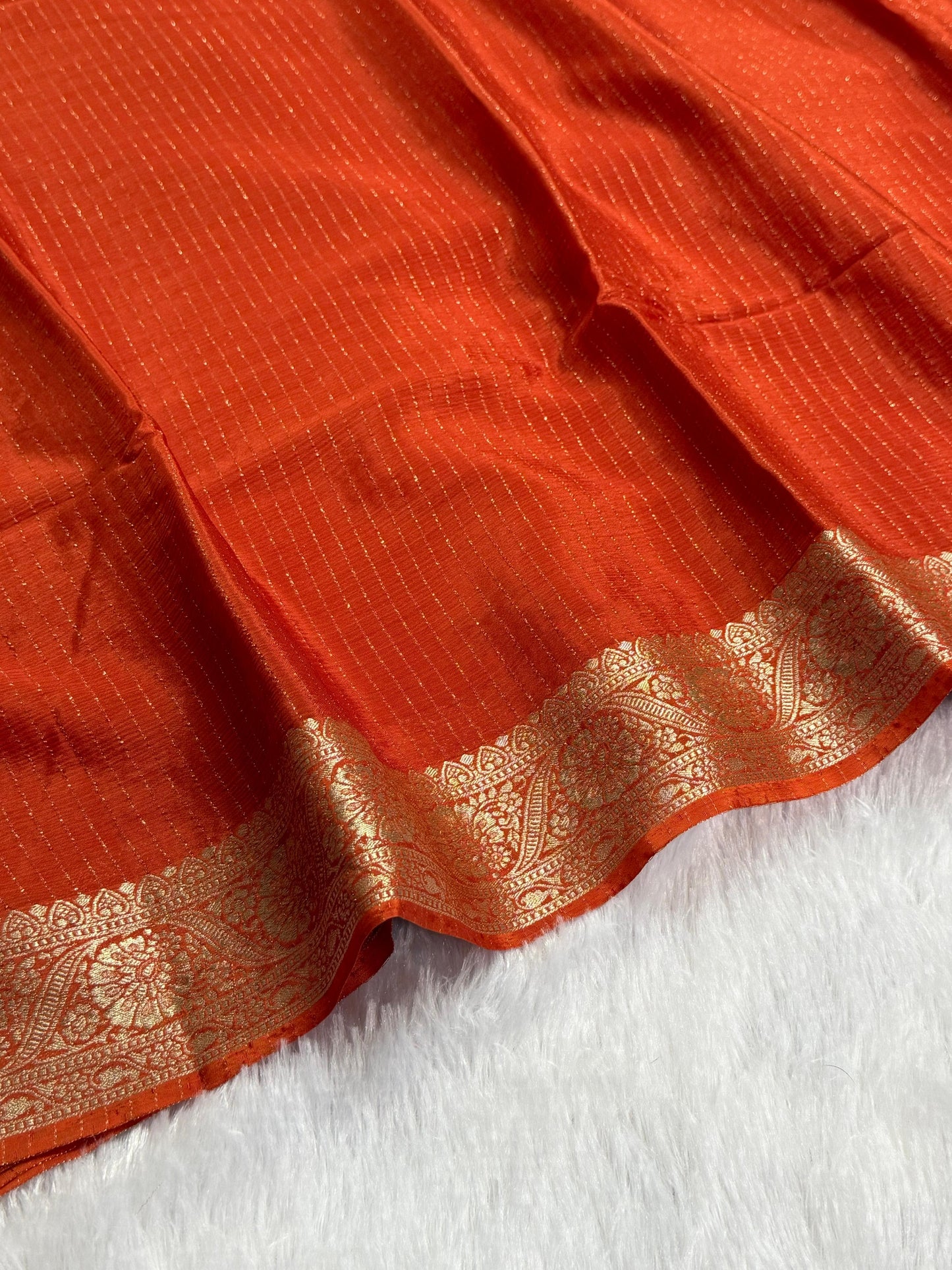 Rust Orange Zari Chinnon(dt)(SS-3)