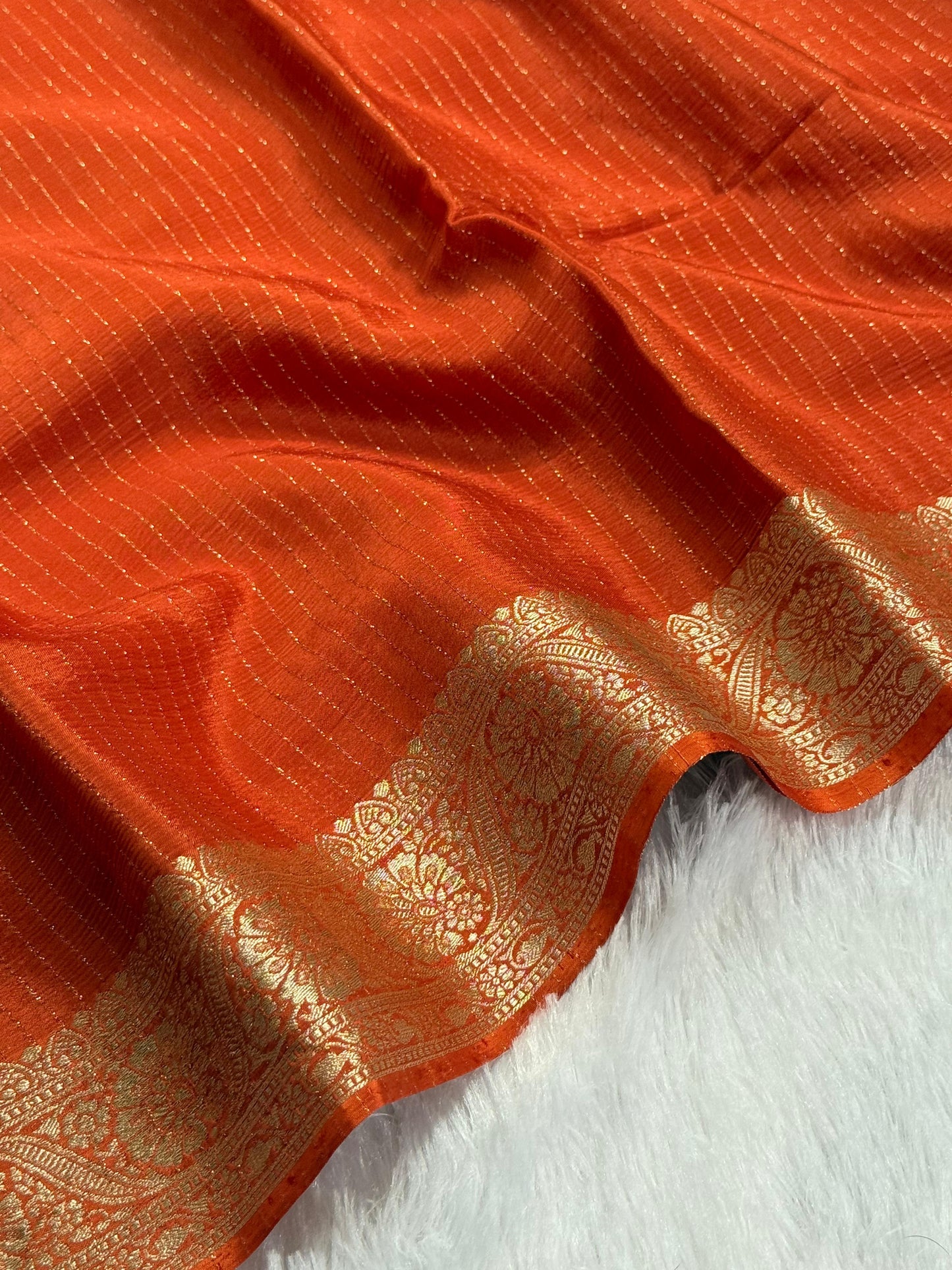 Rust Orange Zari Chinnon(dt)(SS-3)