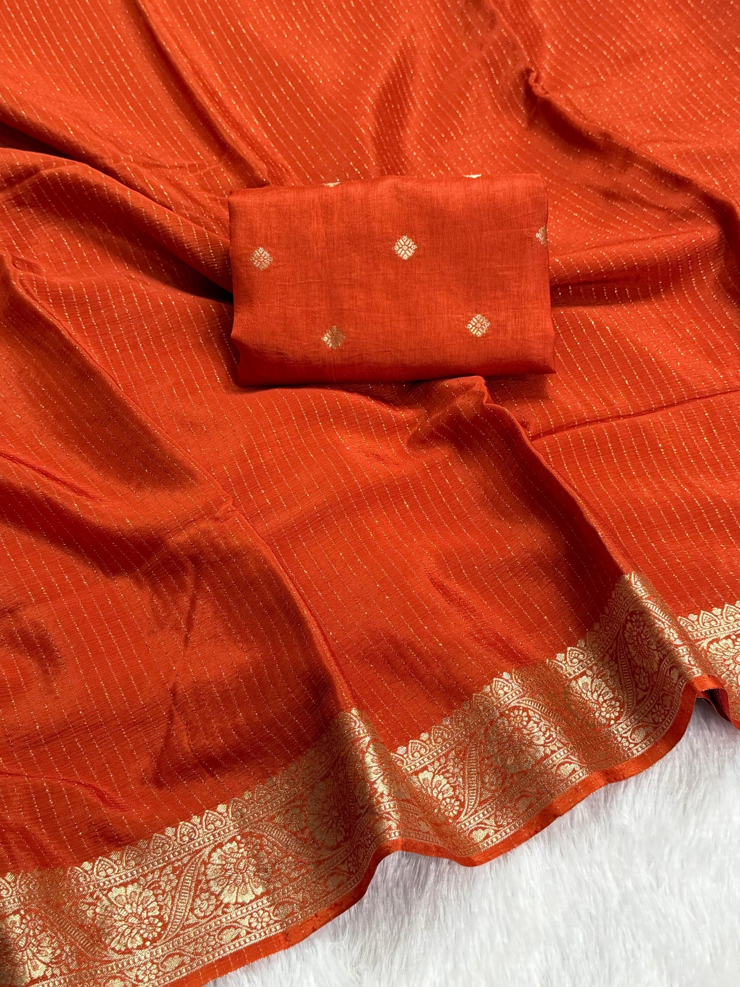 Rust Orange Zari Chinnon(dt)(SS-3)