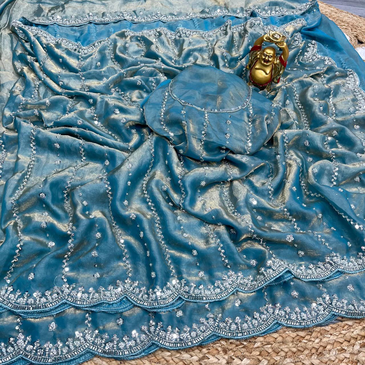 glamorous trending hand work saree(dt)(SS-3)