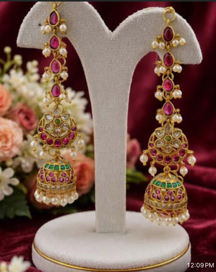 Jumka with ear chain