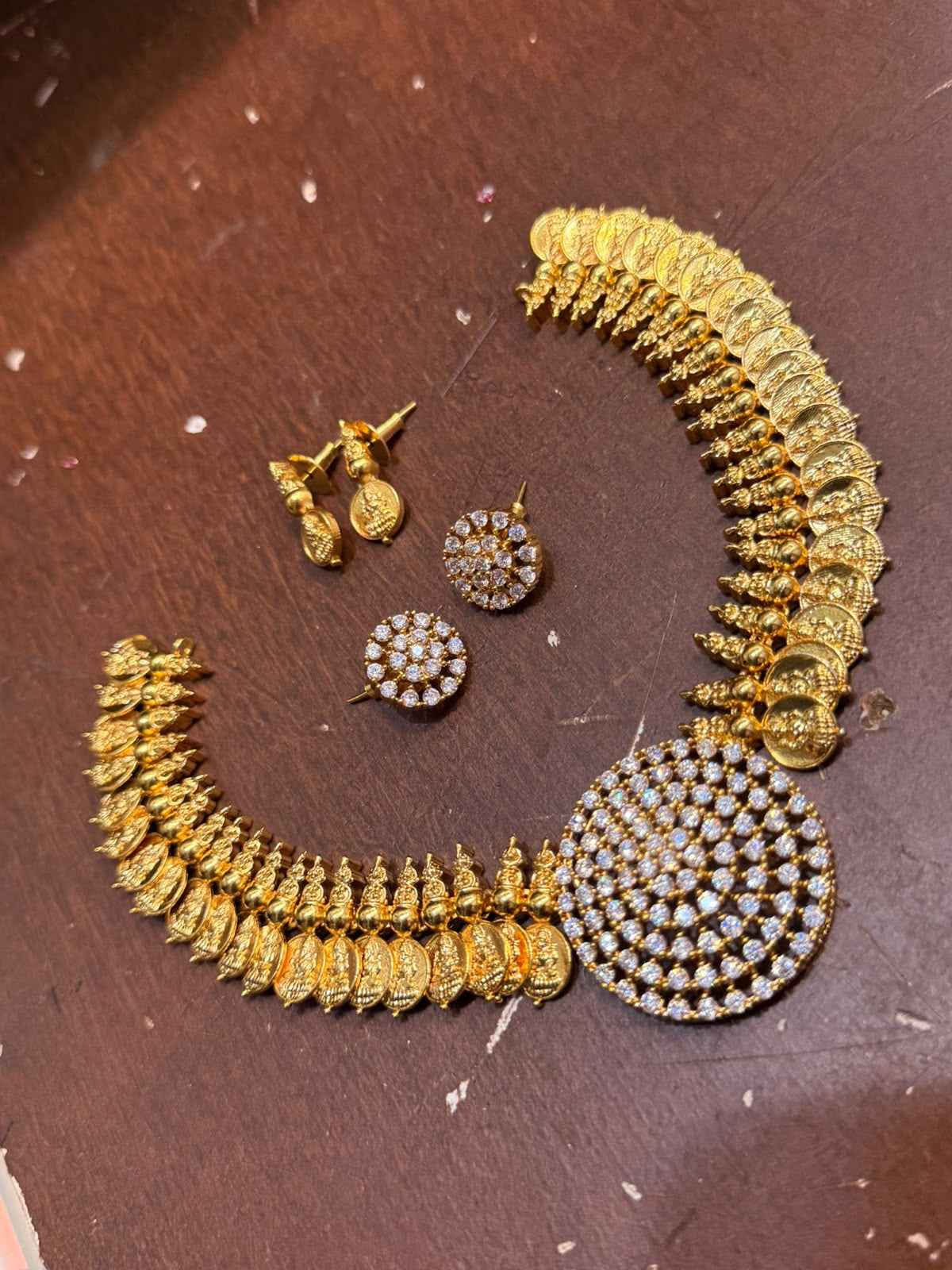 Coin and stone necklace