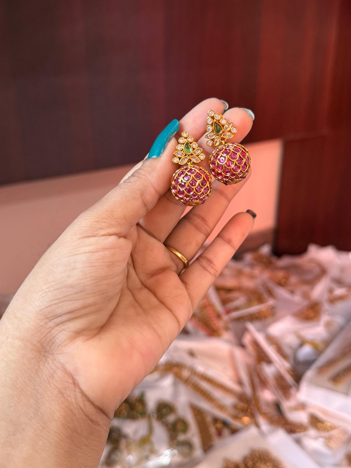 Ruby gundu earing
