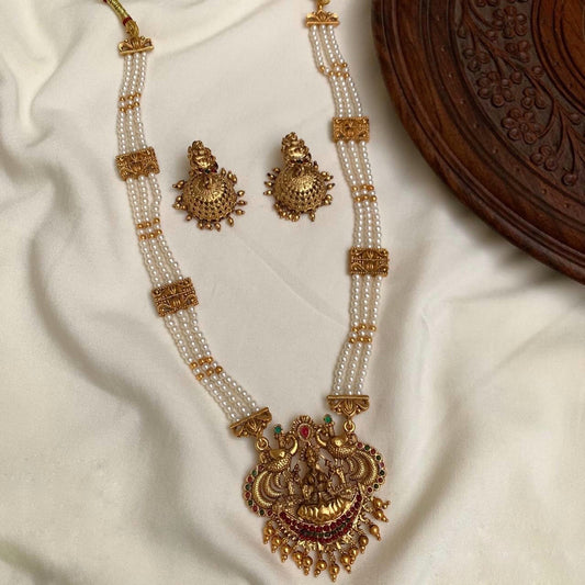 White beads Lakshmi haram
