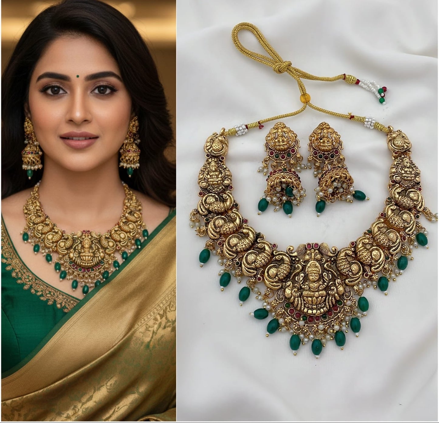 Green beads necklace(N-84)