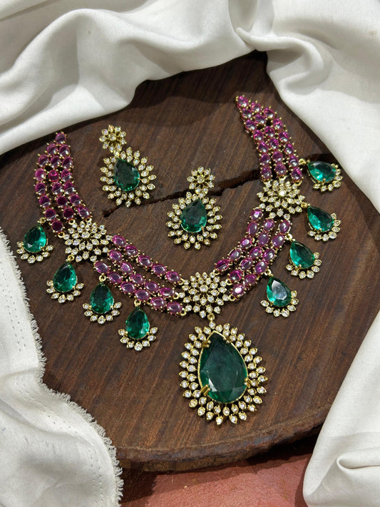 Ruby and green Kundan set