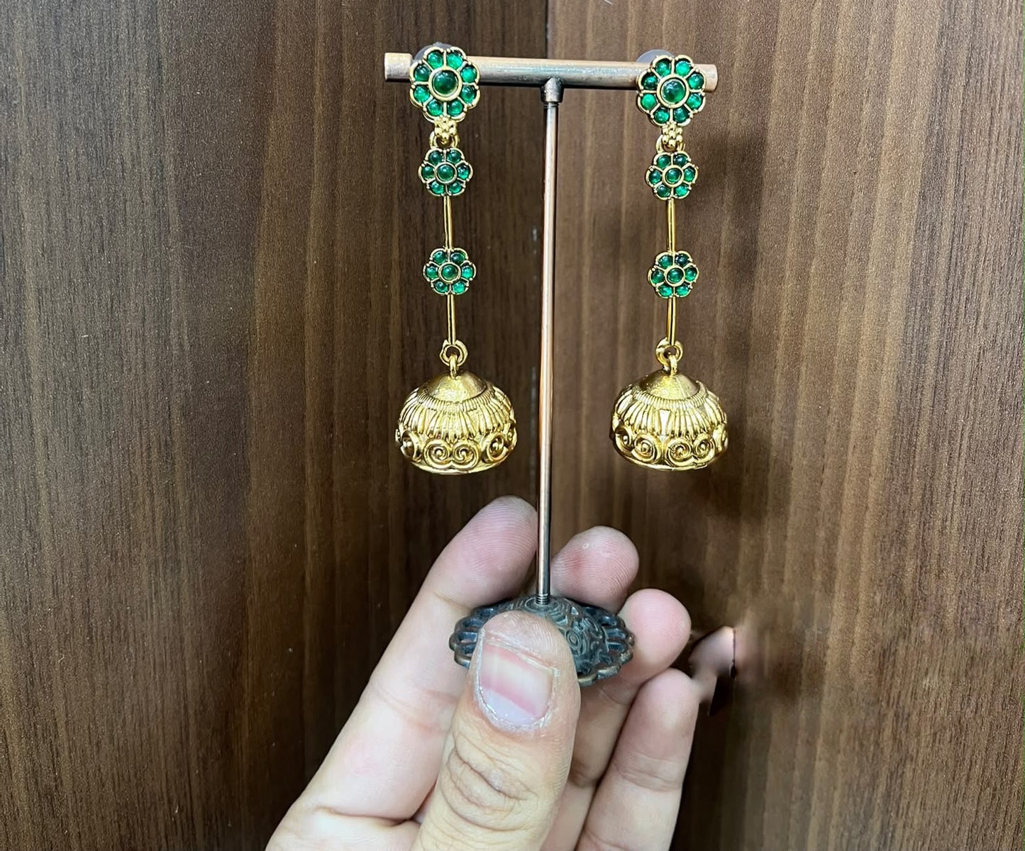 3 stone drop jumka