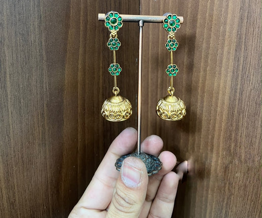 3 stone drop jumka