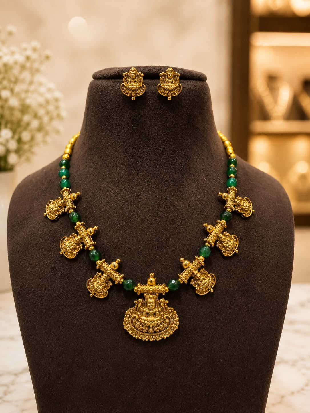 Antique beads Lakshmi pendent necklace