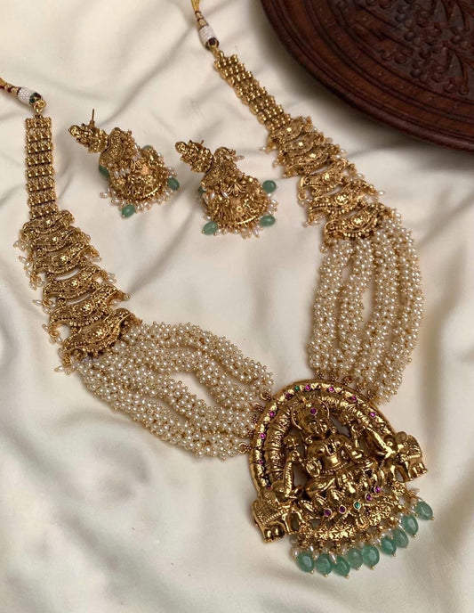 Lakshmi pendent with pearl design haram(PJ-24)