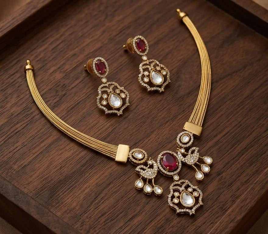 Stone peacock necklace
