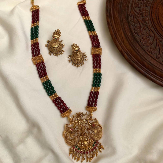 Green and red beads peacock haram