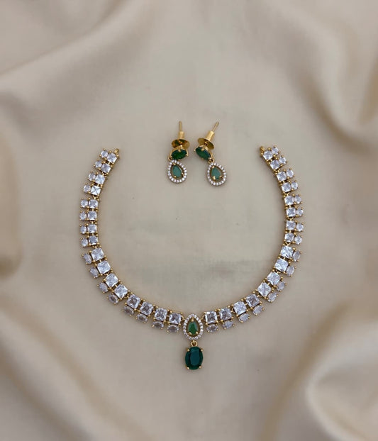 White stone color drop necklace