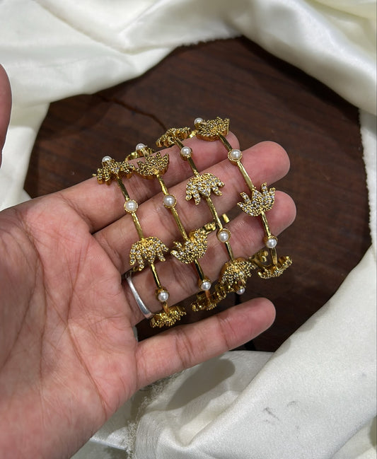 Lotus and pearl bangles