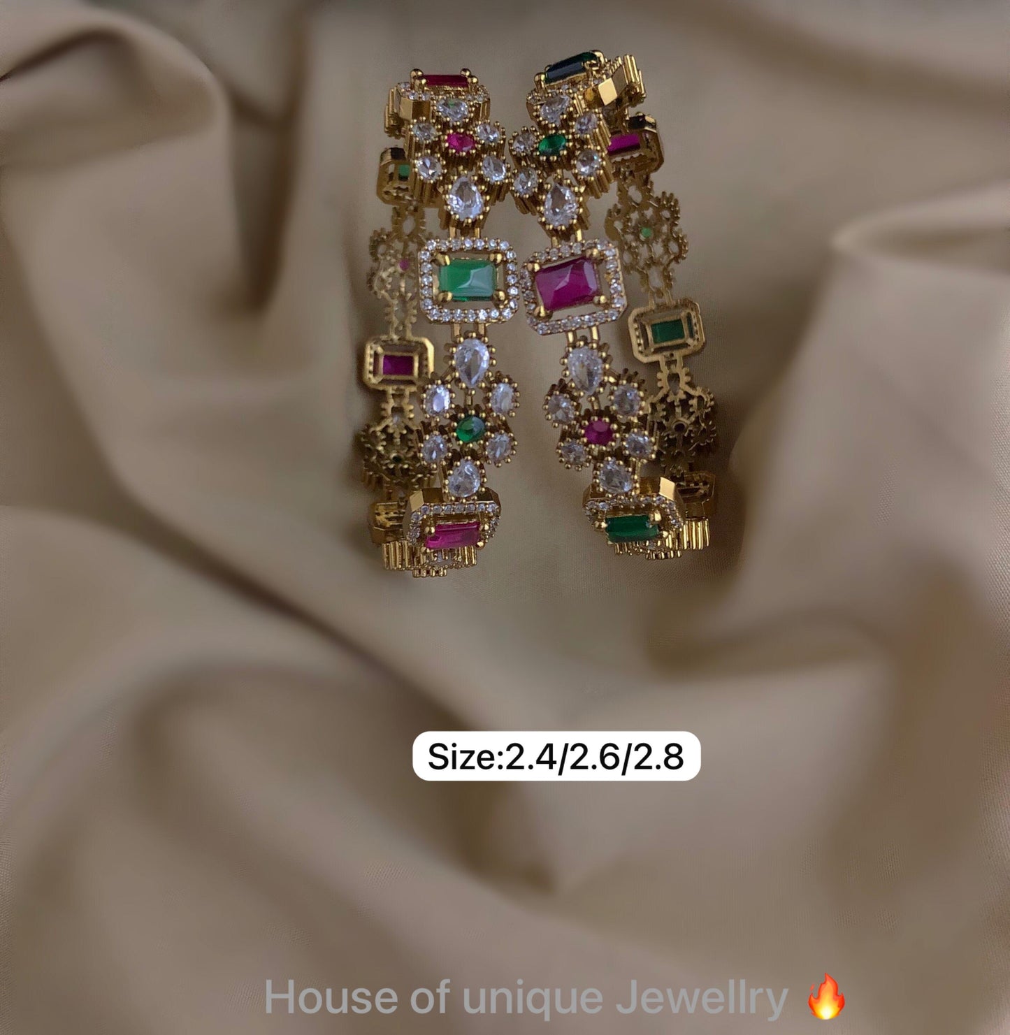 Flower and square design bangles