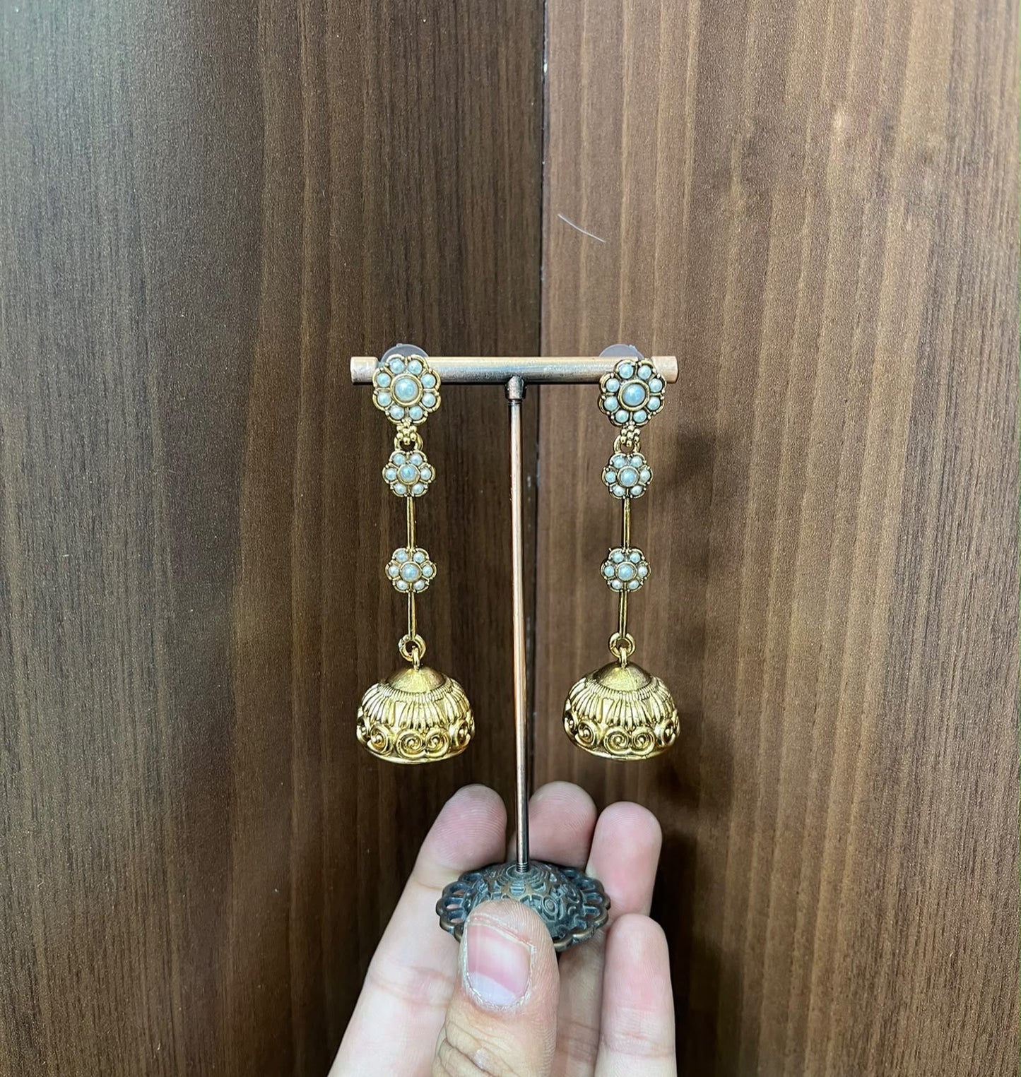 3 stone drop jumka