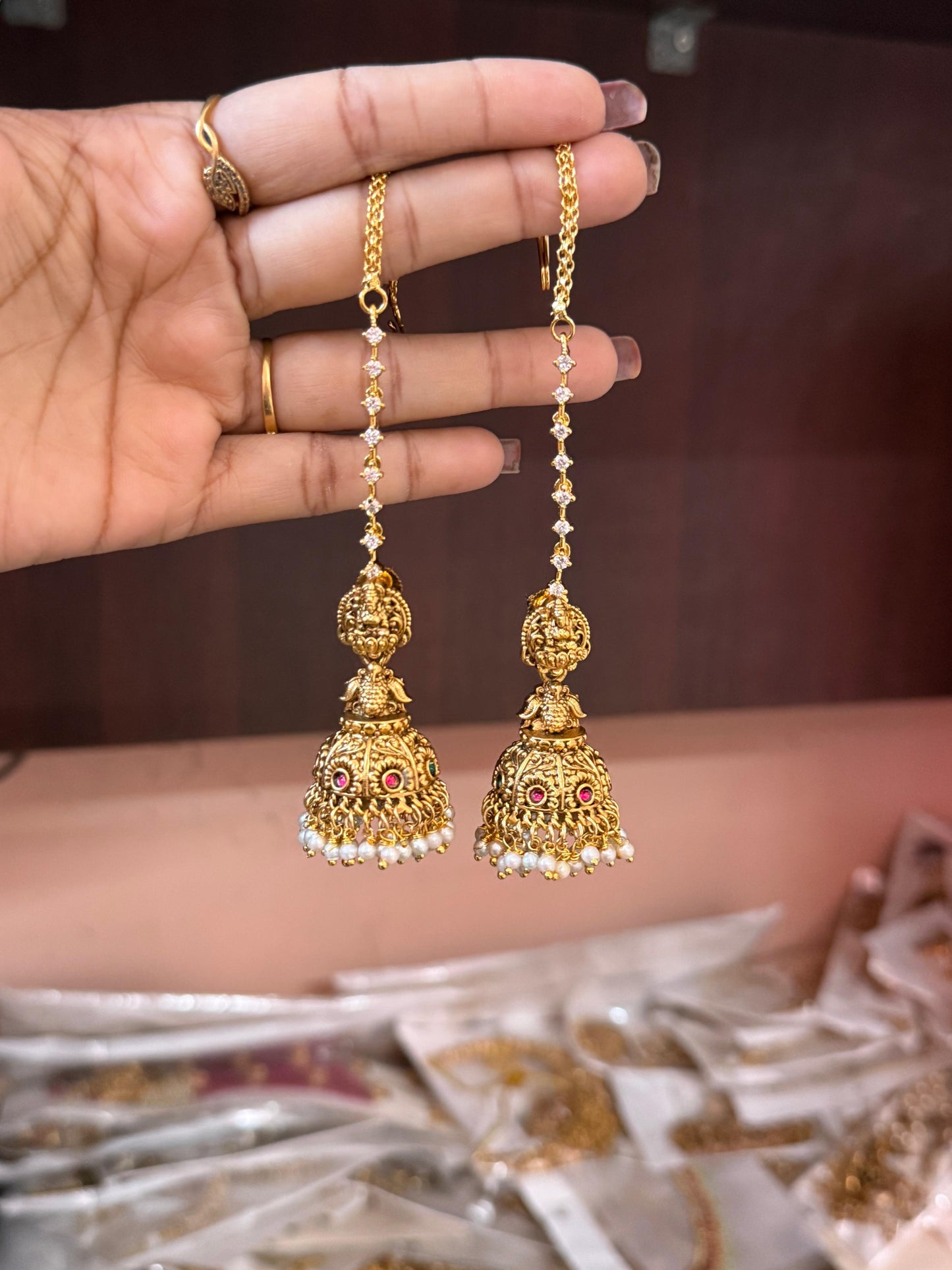 Jumka with ear chain