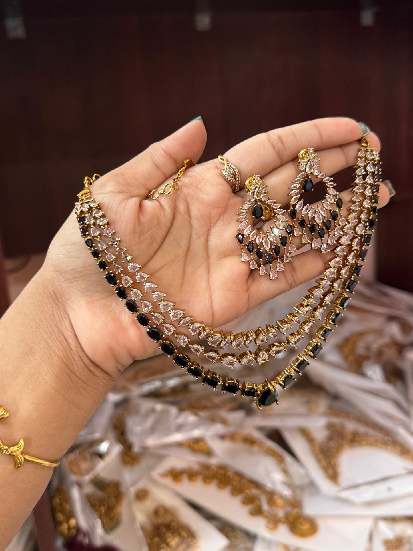 3 layer stone necklace
