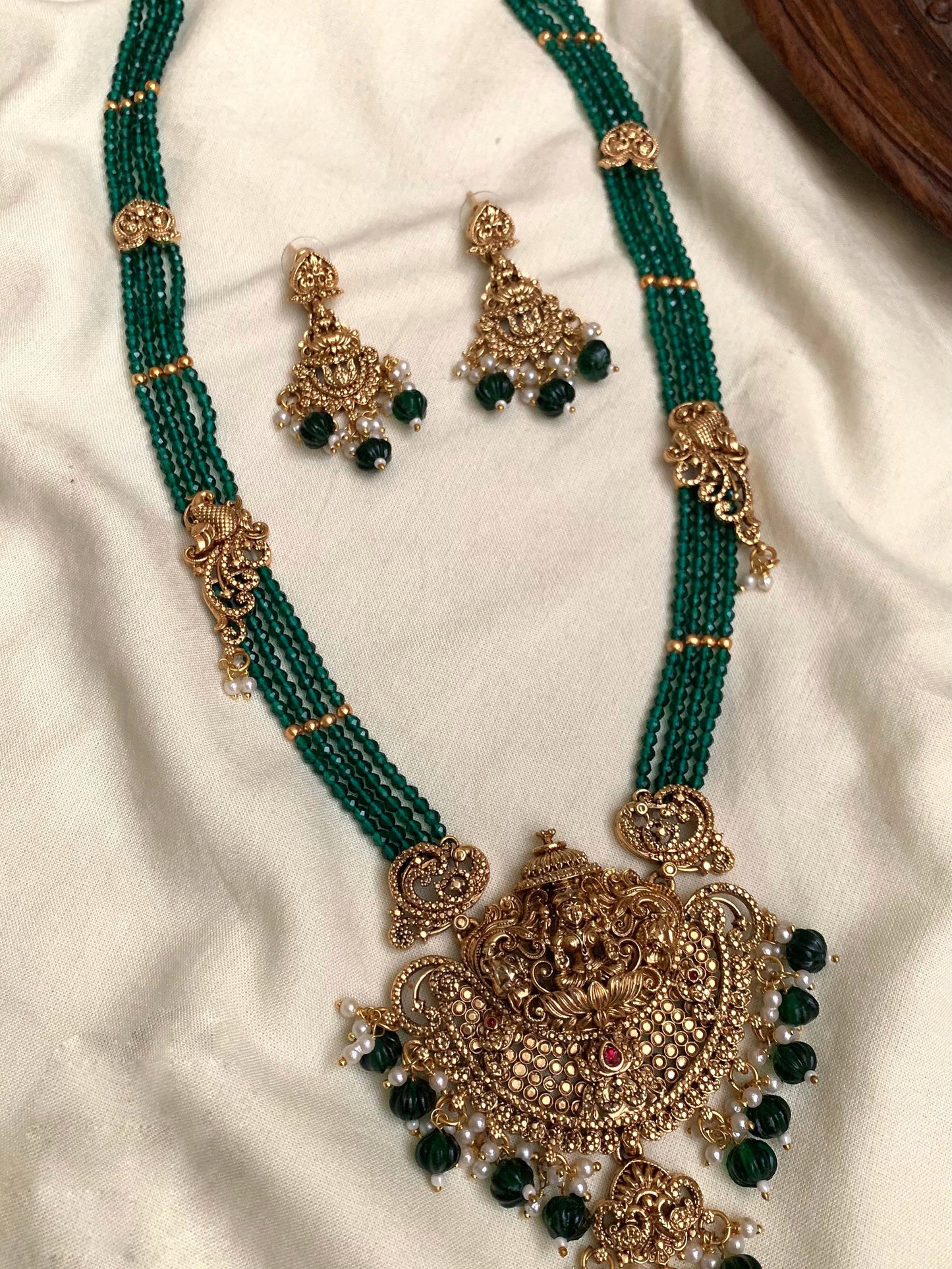 Green beads haram with designer pendent(HA-11)