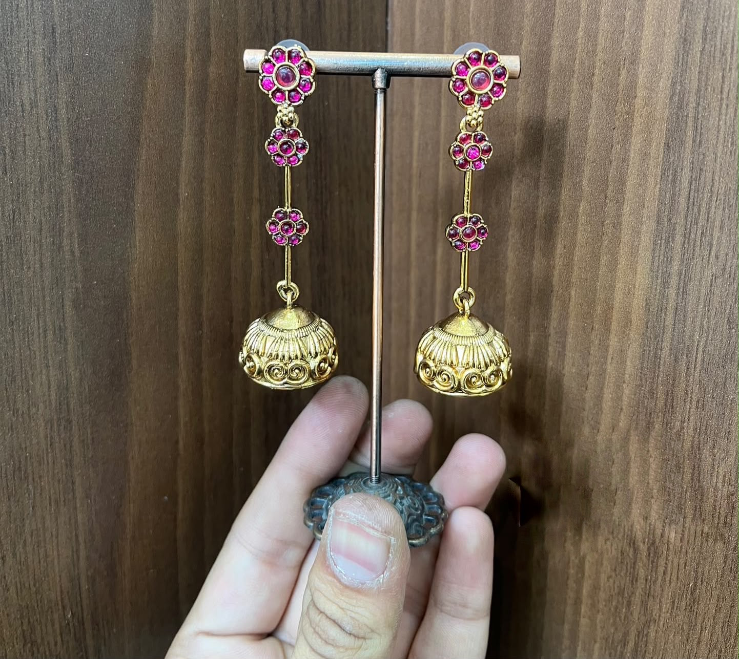 3 stone drop jumka