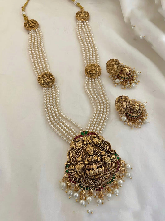 Pearl with Lakshmi pendent haram(HA-20)