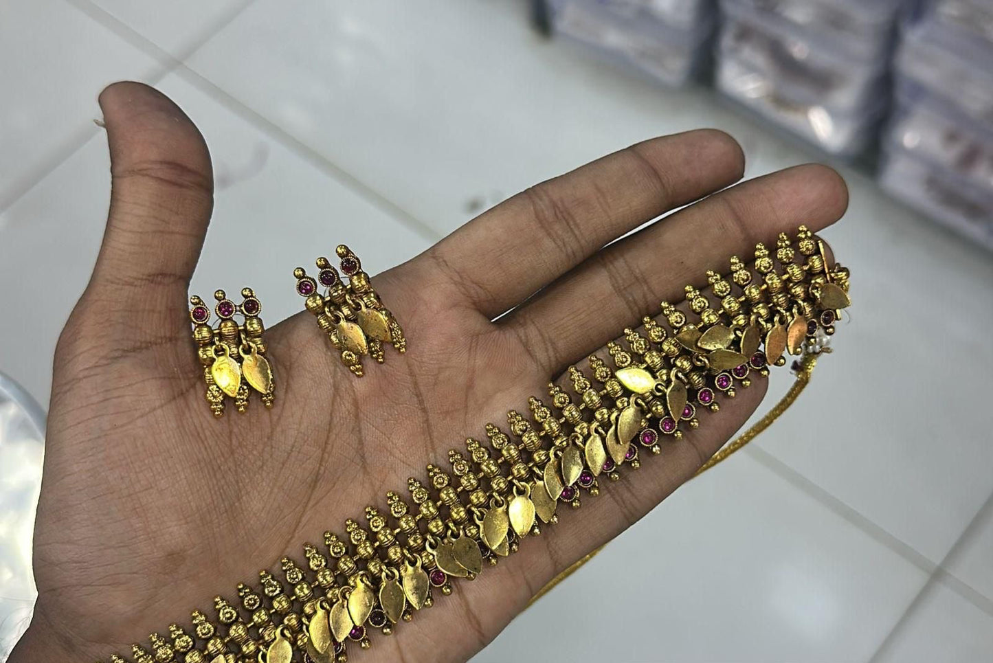 Gold drop necklace