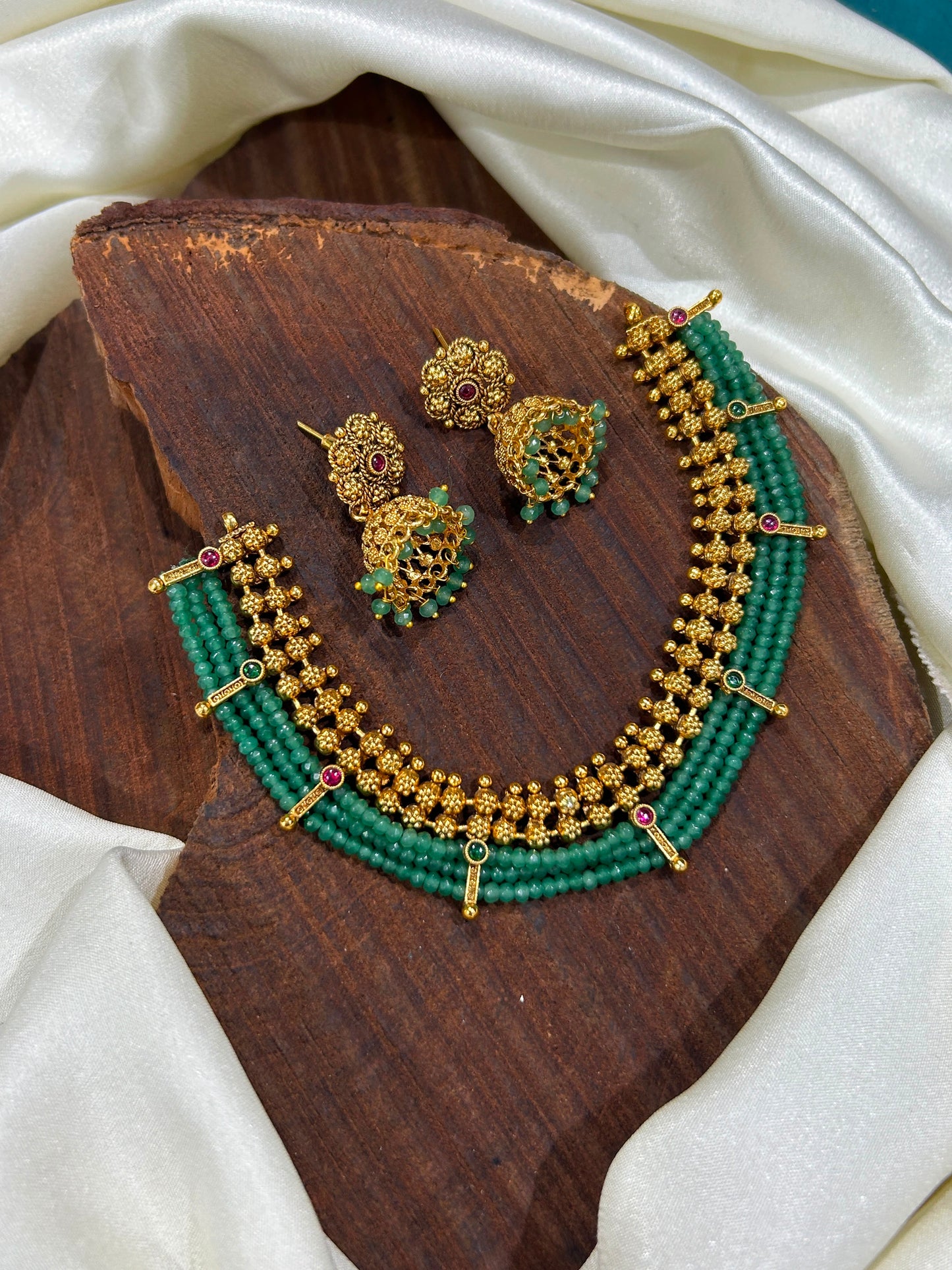 Green beads necklace