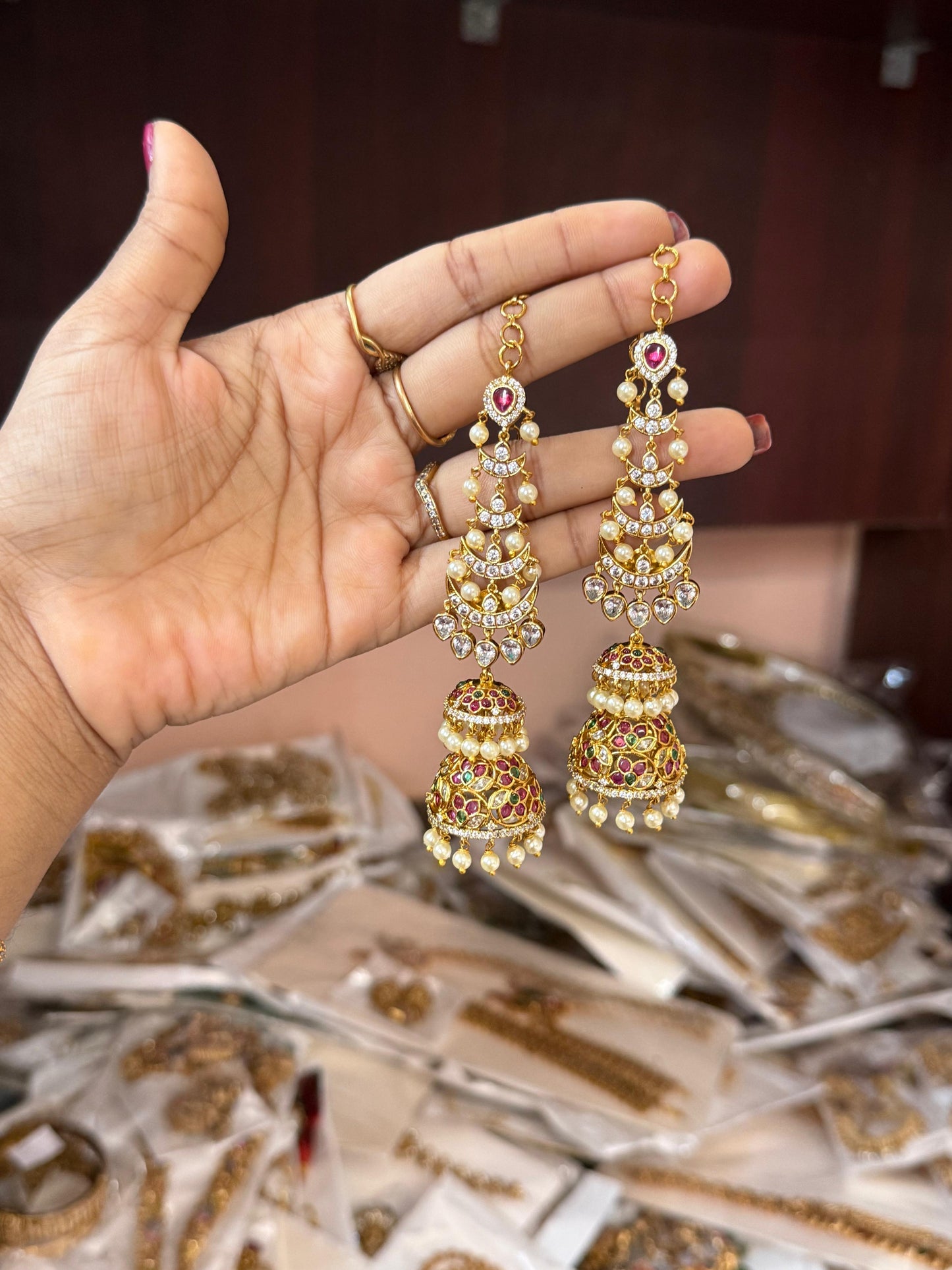 Jumka with ear chain