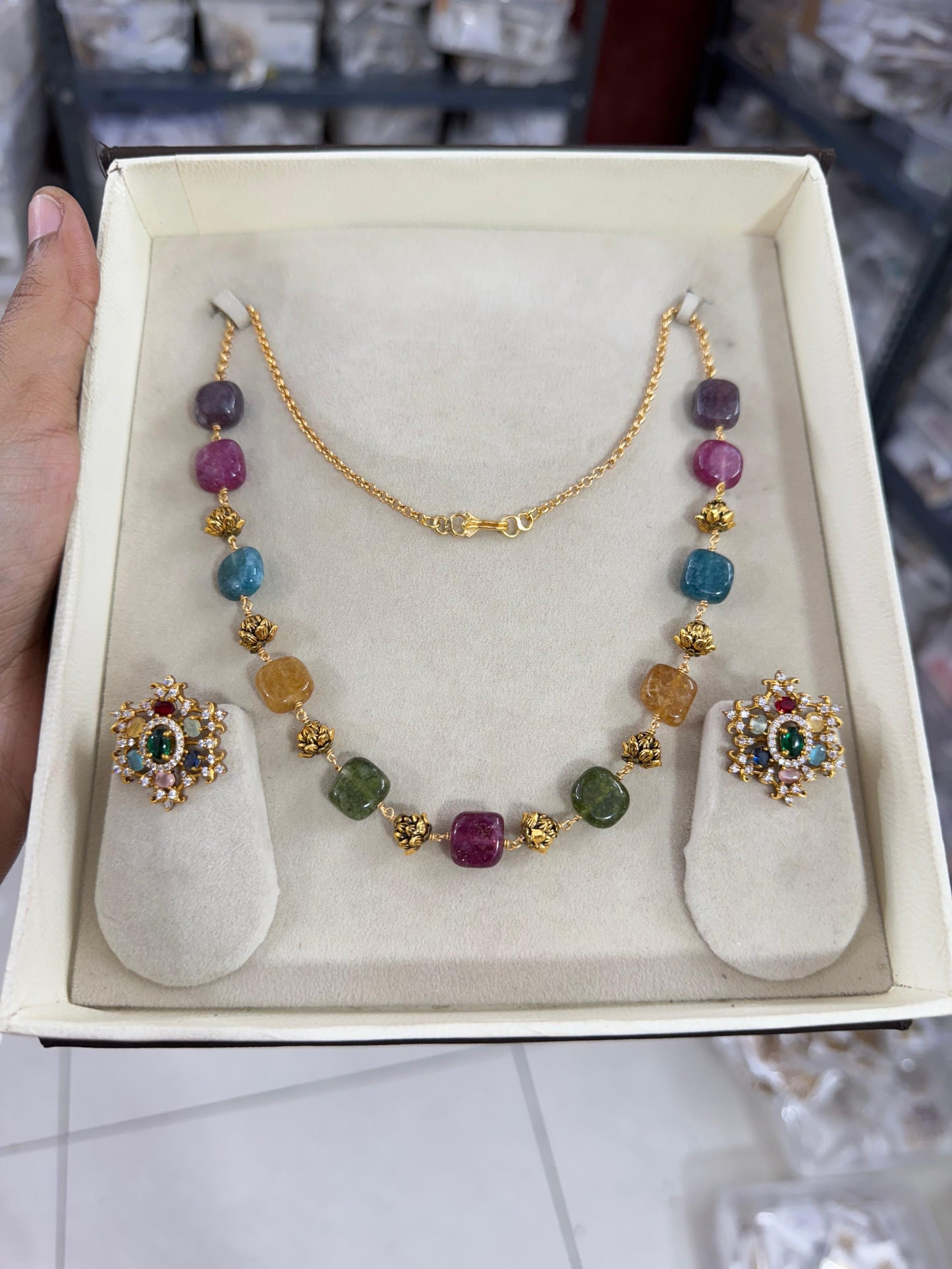 Multi color beads necklace