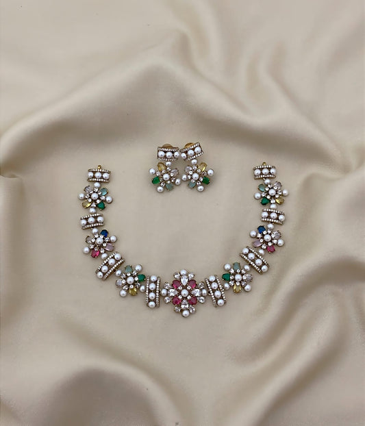 Pearl and stone necklace (PJ-71)