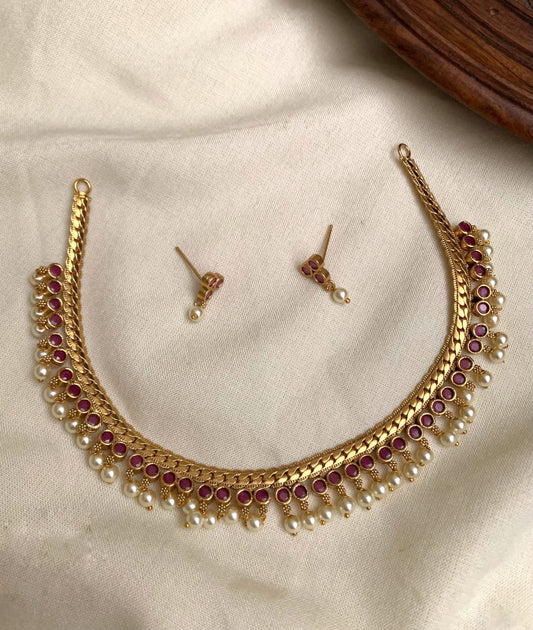 Necklace with pearl drops(N-5)