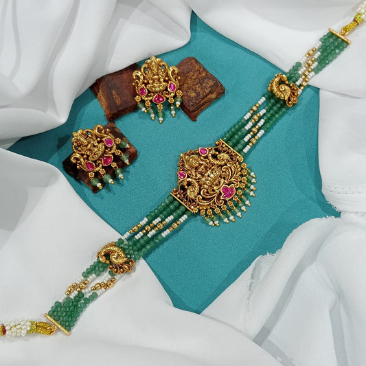 Lakshmi with greed beads chocker(PJ-3)