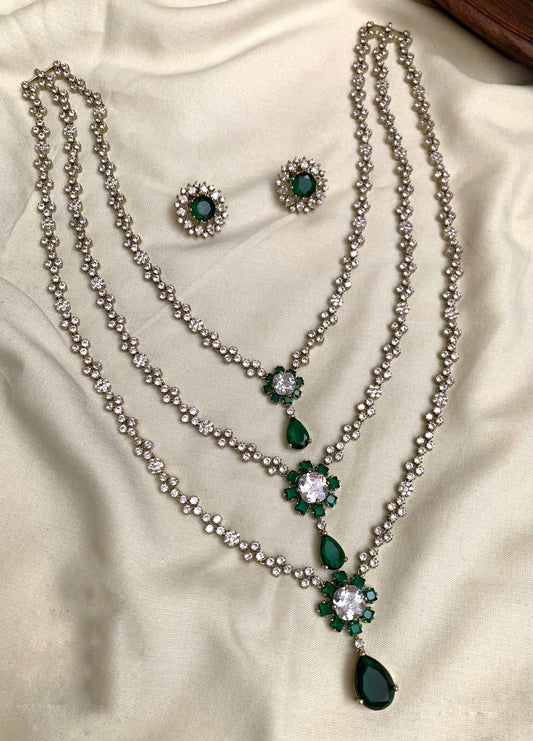 3 layer premium quality green stone long haram(PJ-36)