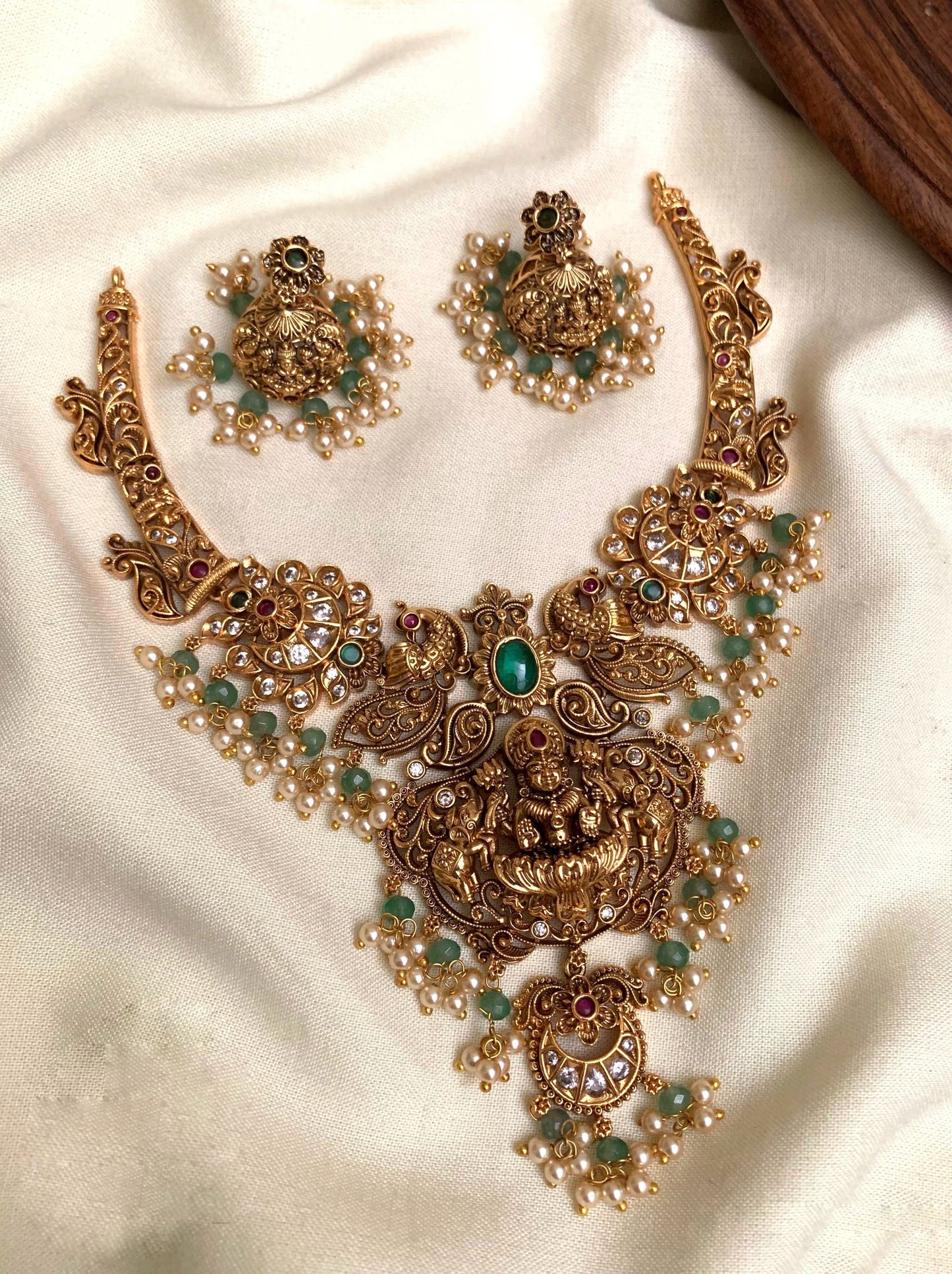 Lakshmi with half moon design premium necklace(N-13)