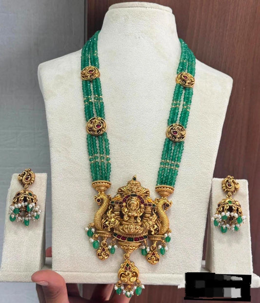 Green beads haram with Lakshmi design(dc)(HA-4)