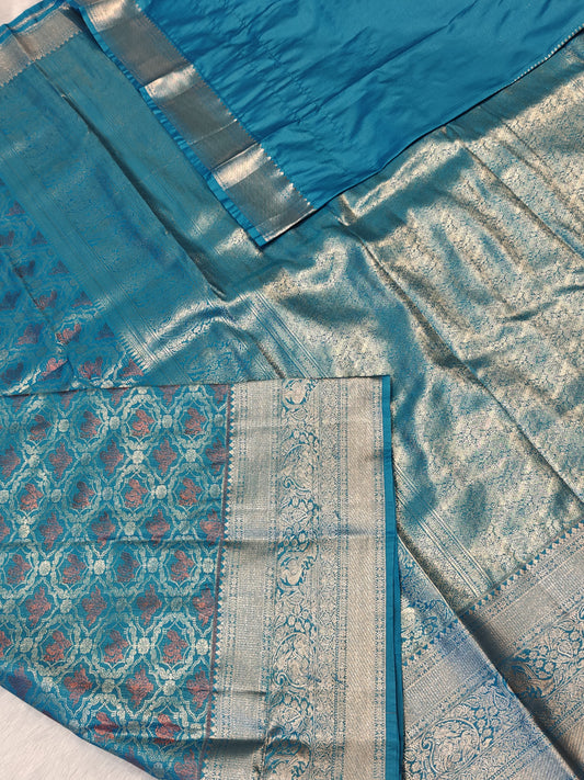 KANCHI PATTU SAREE WITH SKY BLUE SHADE( KS-1)