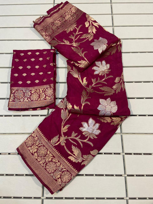 Pure Soft Khadi Georgette Silk Saree(G-1)