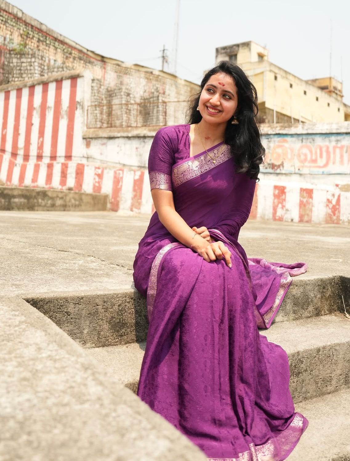 Pure viscose weaving Chinon silk Saree(dt)(CS-2)