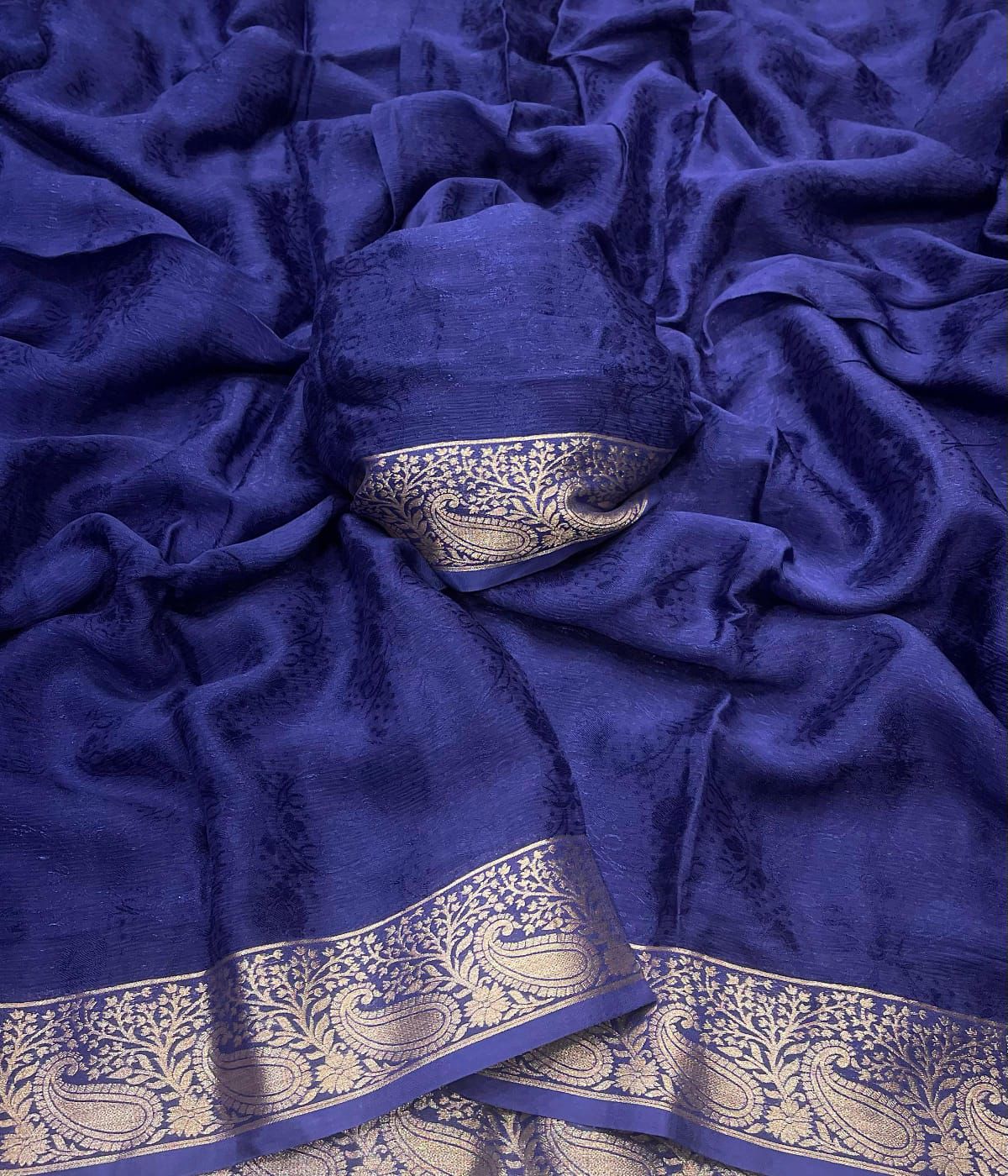 Pure viscose weaving Chinon silk Saree(dt)(CS-2)