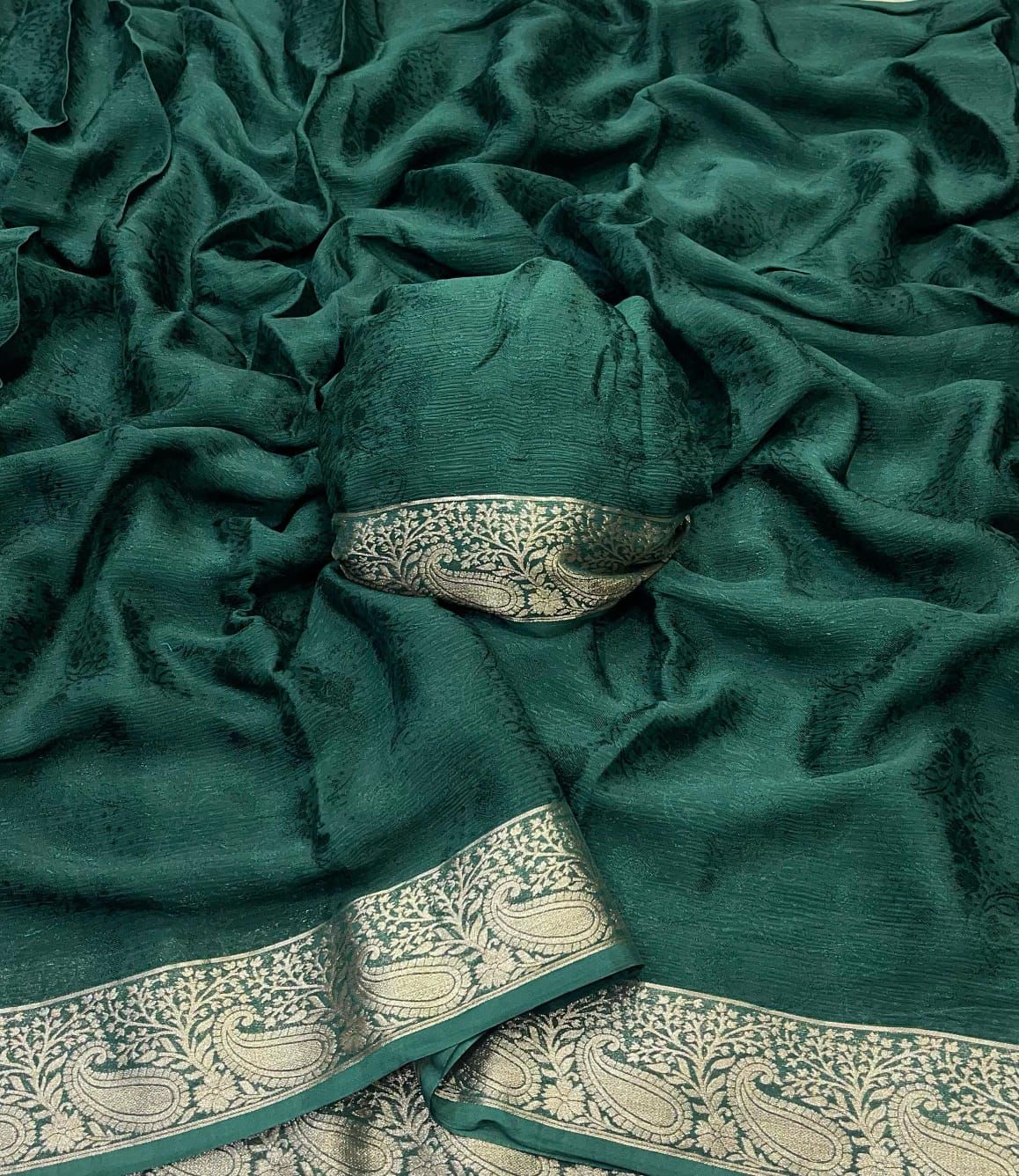 Pure viscose weaving Chinon silk Saree(dt)(CS-2)